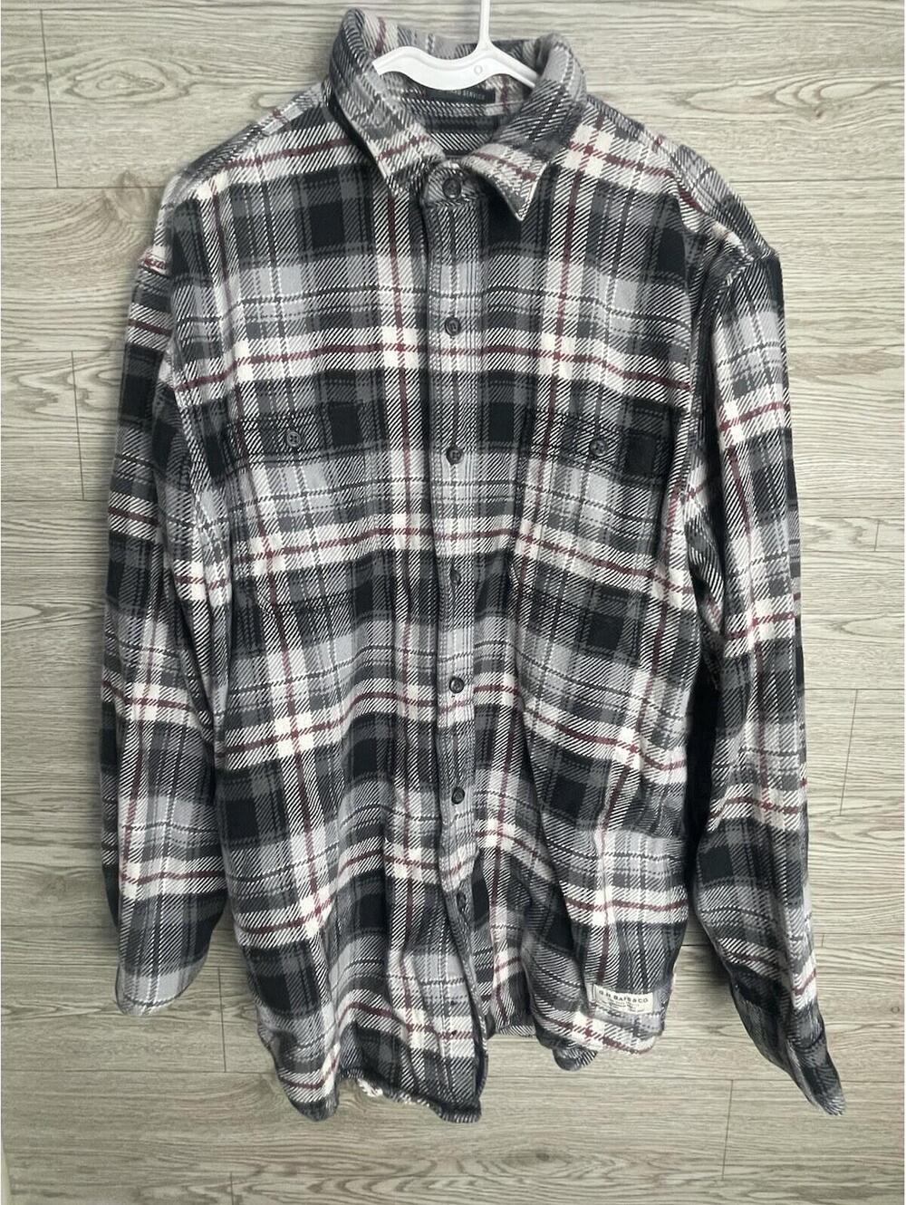 GH Bass Co Brown Plaid Heavyweight Flannel Shirt Mens L